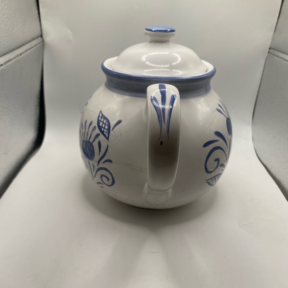Vintage Corelle Coordinates Oceanview Stoneware Teapot Blue White Retired. - Picture 3 of 8